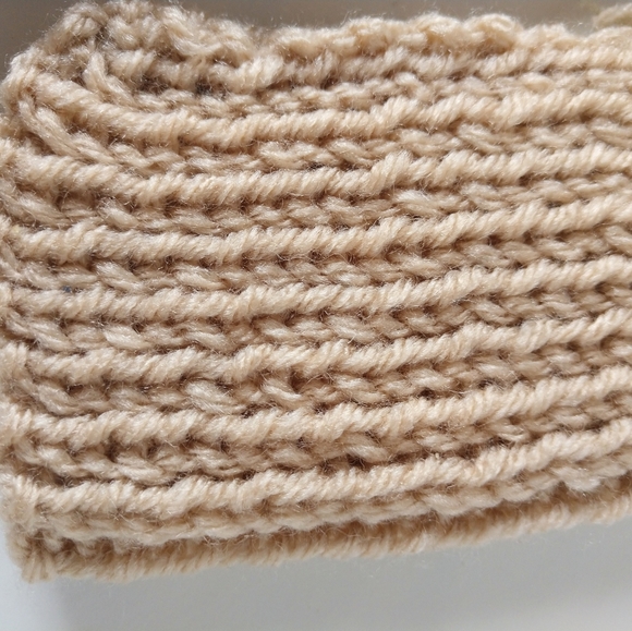 Gloves Fingerless Hand Crafted Tan Blue Green Knit Boho Winter Essential - Picture 12 of 14